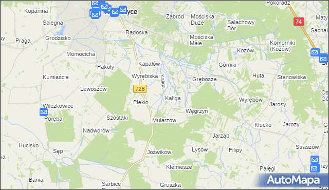mapa Kaliga, Kaliga na mapie Targeo