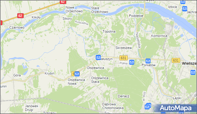 mapa Kałuszyn gmina Wieliszew, Kałuszyn gmina Wieliszew na mapie Targeo
