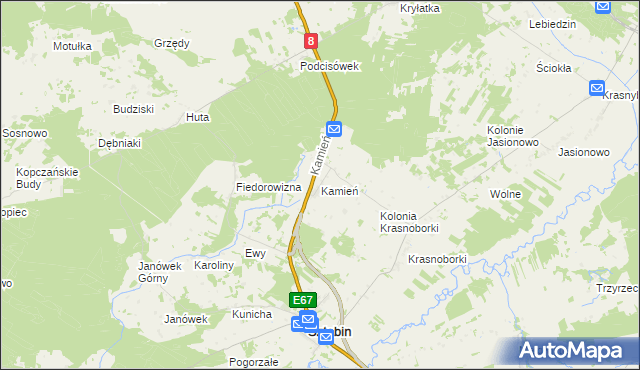 mapa Kamień gmina Sztabin, Kamień gmina Sztabin na mapie Targeo