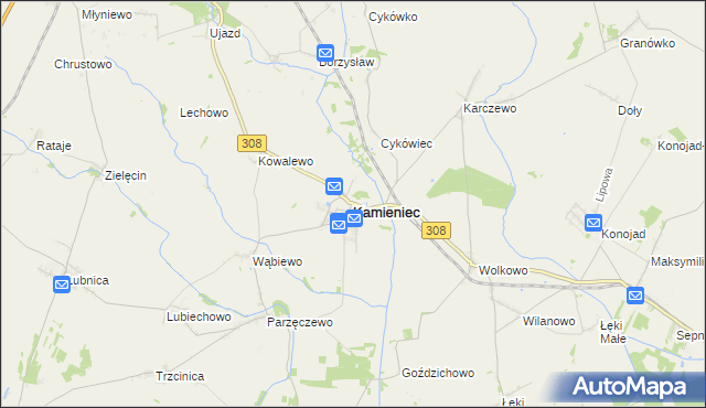 mapa Kamieniec powiat grodziski, Kamieniec powiat grodziski na mapie Targeo