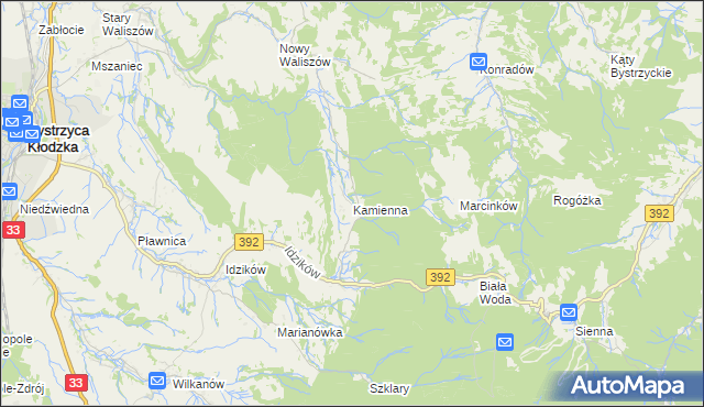 mapa Kamienna gmina Bystrzyca Kłodzka, Kamienna gmina Bystrzyca Kłodzka na mapie Targeo
