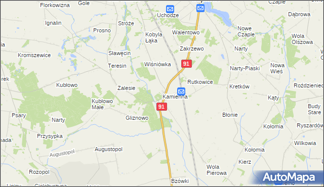 mapa Kamienna gmina Lubień Kujawski, Kamienna gmina Lubień Kujawski na mapie Targeo