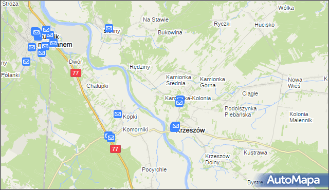 mapa Kamionka-Kolonia, Kamionka-Kolonia na mapie Targeo