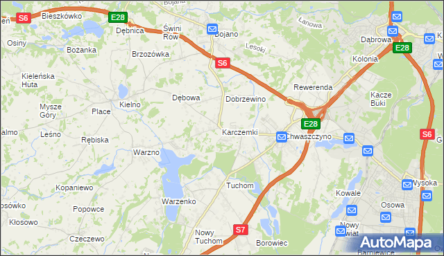 mapa Karczemki gmina Szemud, Karczemki gmina Szemud na mapie Targeo
