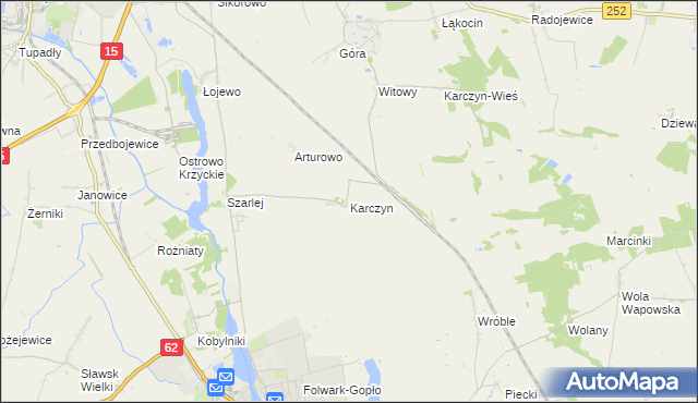 mapa Karczyn gmina Kruszwica, Karczyn gmina Kruszwica na mapie Targeo