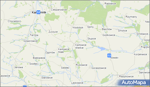 mapa Karłowice Wielkie, Karłowice Wielkie na mapie Targeo
