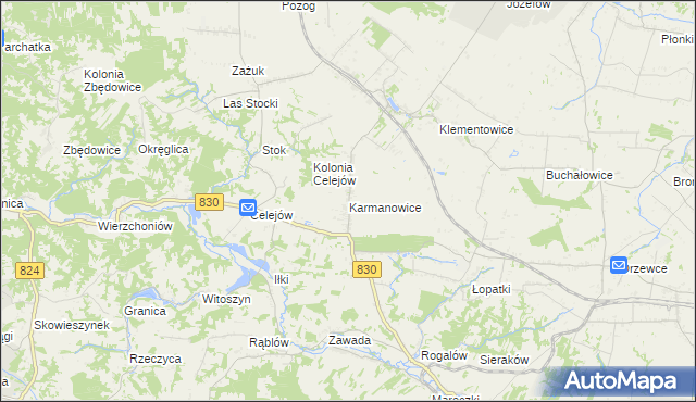 mapa Karmanowice, Karmanowice na mapie Targeo