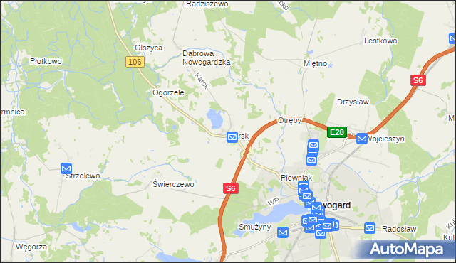 mapa Karsk gmina Nowogard, Karsk gmina Nowogard na mapie Targeo