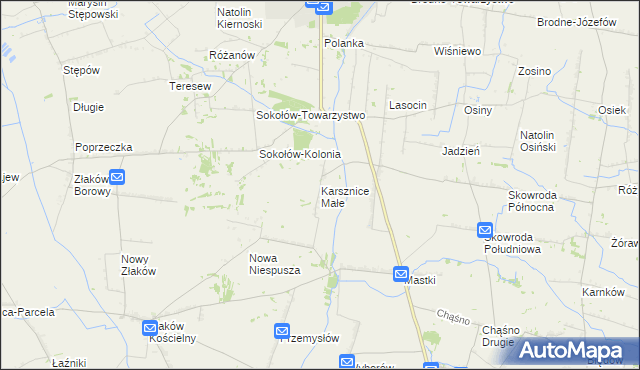 mapa Karsznice Małe, Karsznice Małe na mapie Targeo