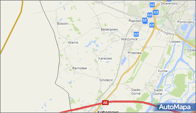mapa Karwowo gmina Kołbaskowo, Karwowo gmina Kołbaskowo na mapie Targeo