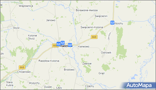 mapa Karwowo gmina Radziłów, Karwowo gmina Radziłów na mapie Targeo