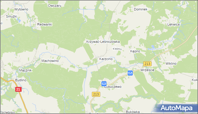 mapa Karzcino, Karzcino na mapie Targeo