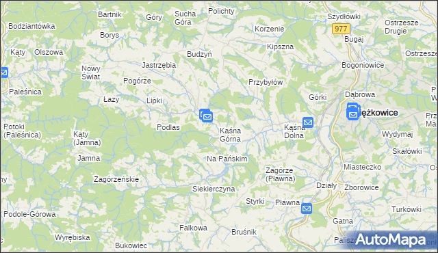 mapa Kąśna Górna, Kąśna Górna na mapie Targeo