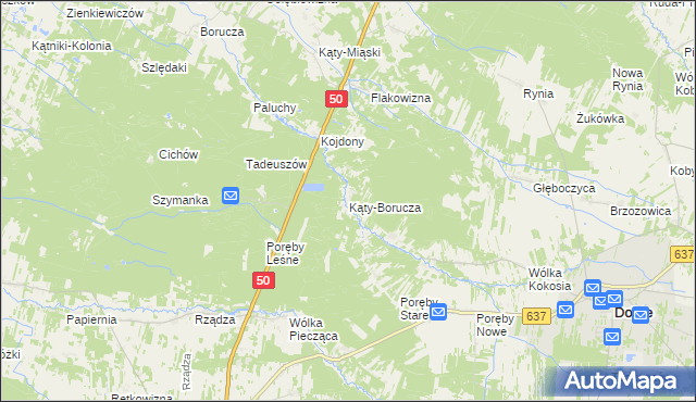 mapa Kąty-Borucza, Kąty-Borucza na mapie Targeo