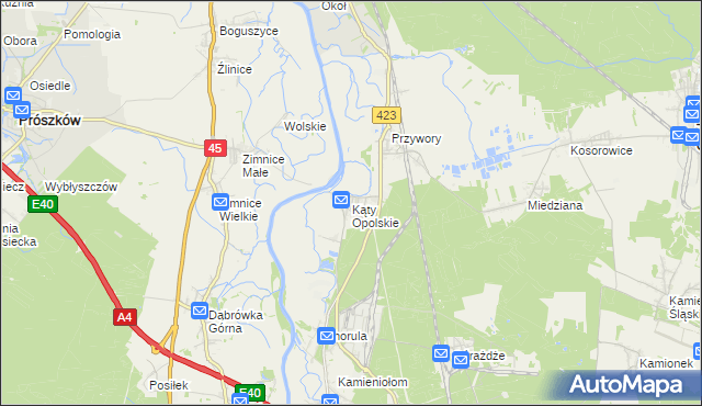 mapa Kąty Opolskie, Kąty Opolskie na mapie Targeo