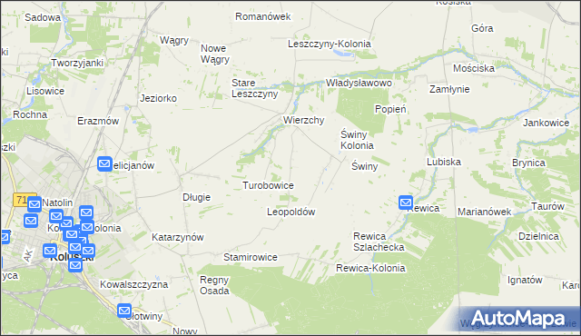 mapa Kazimierzów gmina Koluszki, Kazimierzów gmina Koluszki na mapie Targeo