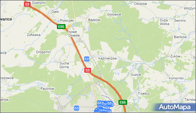 mapa Kaźmierzów, Kaźmierzów na mapie Targeo