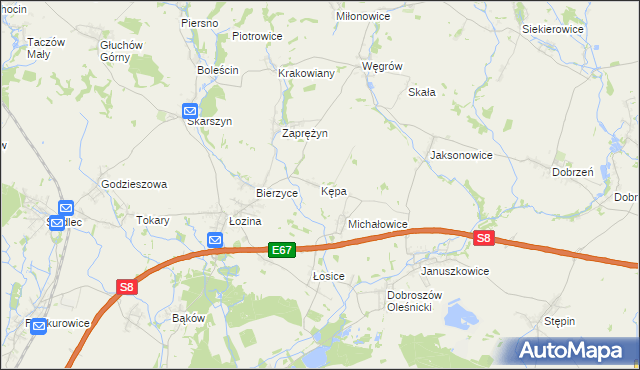 mapa Kępa gmina Długołęka, Kępa gmina Długołęka na mapie Targeo