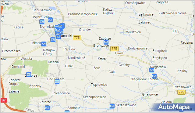 mapa Kępa gmina Słomniki, Kępa gmina Słomniki na mapie Targeo