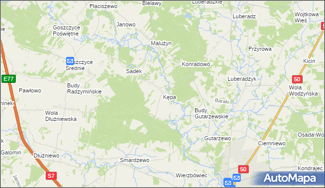 mapa Kępa gmina Sochocin, Kępa gmina Sochocin na mapie Targeo
