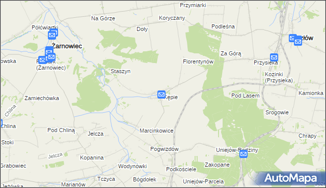 mapa Kępie gmina Kozłów, Kępie gmina Kozłów na mapie Targeo