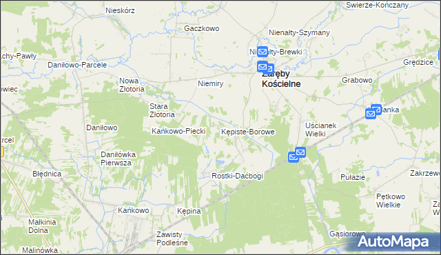 mapa Kępiste-Borowe, Kępiste-Borowe na mapie Targeo