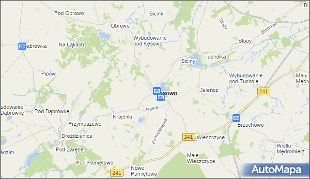 mapa Kęsowo, Kęsowo na mapie Targeo