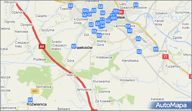 mapa Kidałowice, Kidałowice na mapie Targeo