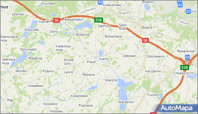 mapa Kielno gmina Szemud, Kielno gmina Szemud na mapie Targeo