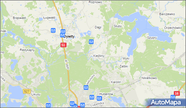 mapa Kieźliny, Kieźliny na mapie Targeo