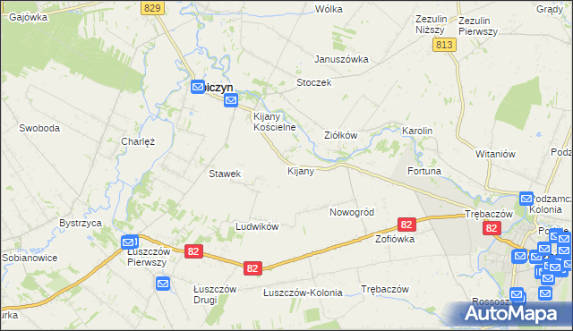 mapa Kijany gmina Spiczyn, Kijany gmina Spiczyn na mapie Targeo