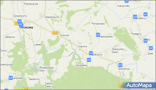 mapa Kłanino gmina Krokowa, Kłanino gmina Krokowa na mapie Targeo