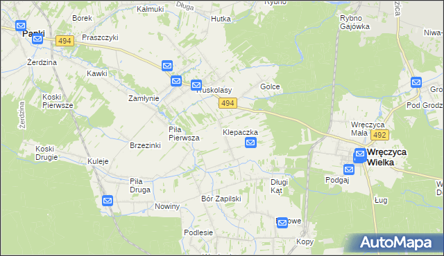 mapa Klepaczka gmina Wręczyca Wielka, Klepaczka gmina Wręczyca Wielka na mapie Targeo