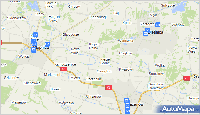 mapa Klępie Górne, Klępie Górne na mapie Targeo