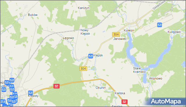 mapa Klępsk, Klępsk na mapie Targeo
