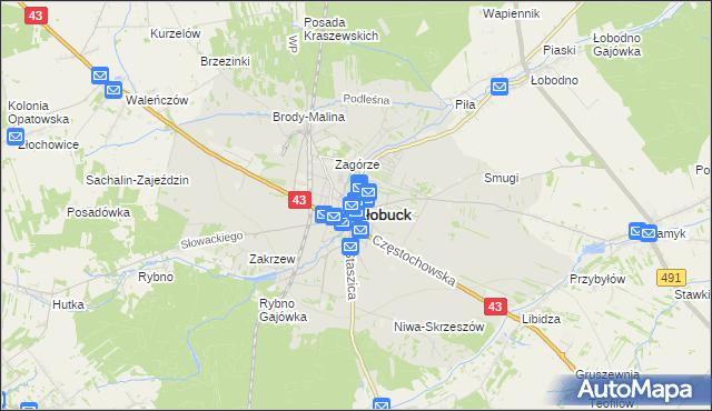 mapa Kłobuck, Kłobuck na mapie Targeo