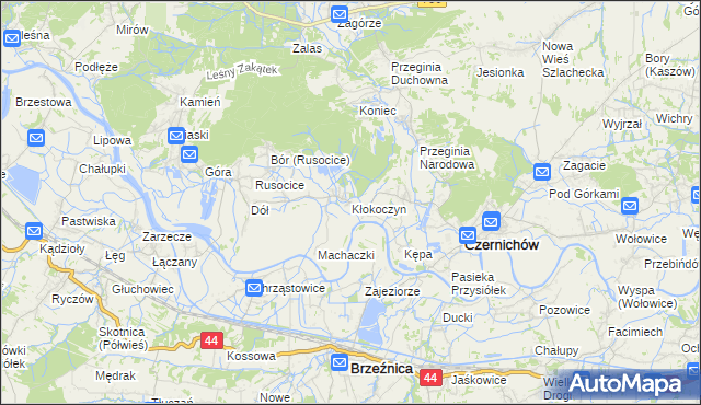 mapa Kłokoczyn gmina Czernichów, Kłokoczyn gmina Czernichów na mapie Targeo