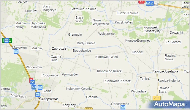 mapa Kłonówek-Wieś, Kłonówek-Wieś na mapie Targeo