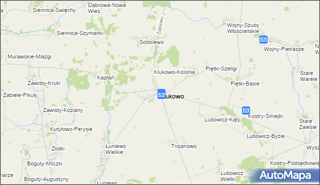 mapa Klukowo powiat wysokomazowiecki, Klukowo powiat wysokomazowiecki na mapie Targeo