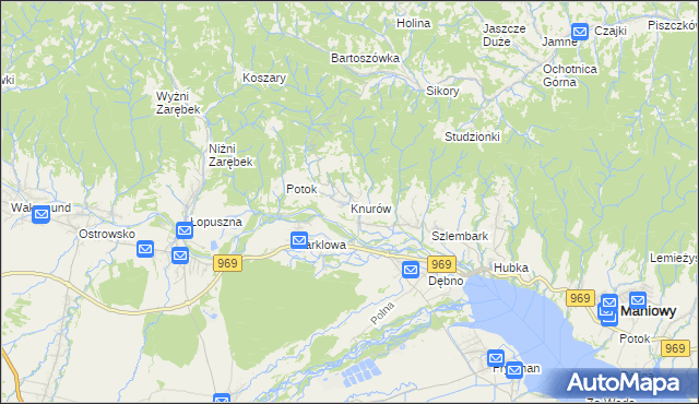 mapa Knurów gmina Nowy Targ, Knurów gmina Nowy Targ na mapie Targeo