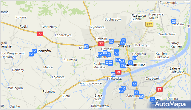 mapa Kobierniki gmina Samborzec, Kobierniki gmina Samborzec na mapie Targeo