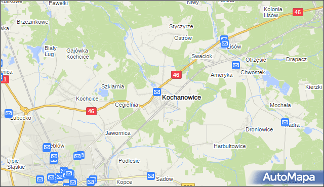 mapa Kochanowice, Kochanowice na mapie Targeo
