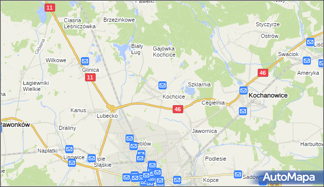 mapa Kochcice, Kochcice na mapie Targeo