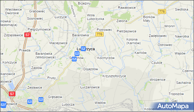 mapa Kocmyrzów, Kocmyrzów na mapie Targeo