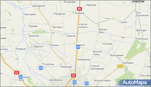 mapa Kokanin, Kokanin na mapie Targeo