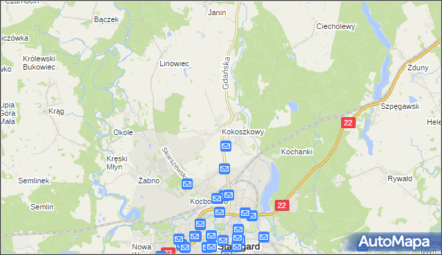 mapa Kokoszkowy, Kokoszkowy na mapie Targeo