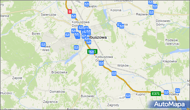 mapa Kolbuszowa Górna, Kolbuszowa Górna na mapie Targeo