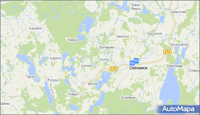 mapa Kolno gmina Ostrowice, Kolno gmina Ostrowice na mapie Targeo