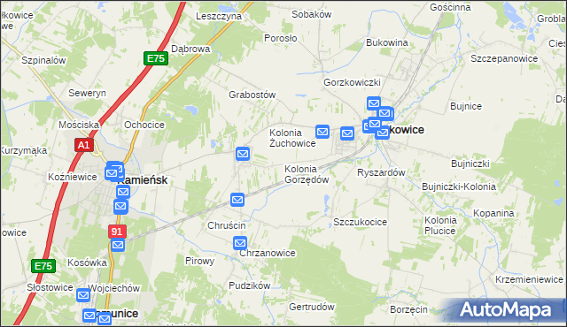 mapa Kolonia Gorzędów, Kolonia Gorzędów na mapie Targeo