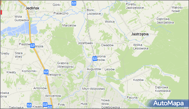 mapa Kolonia Lesiów, Kolonia Lesiów na mapie Targeo